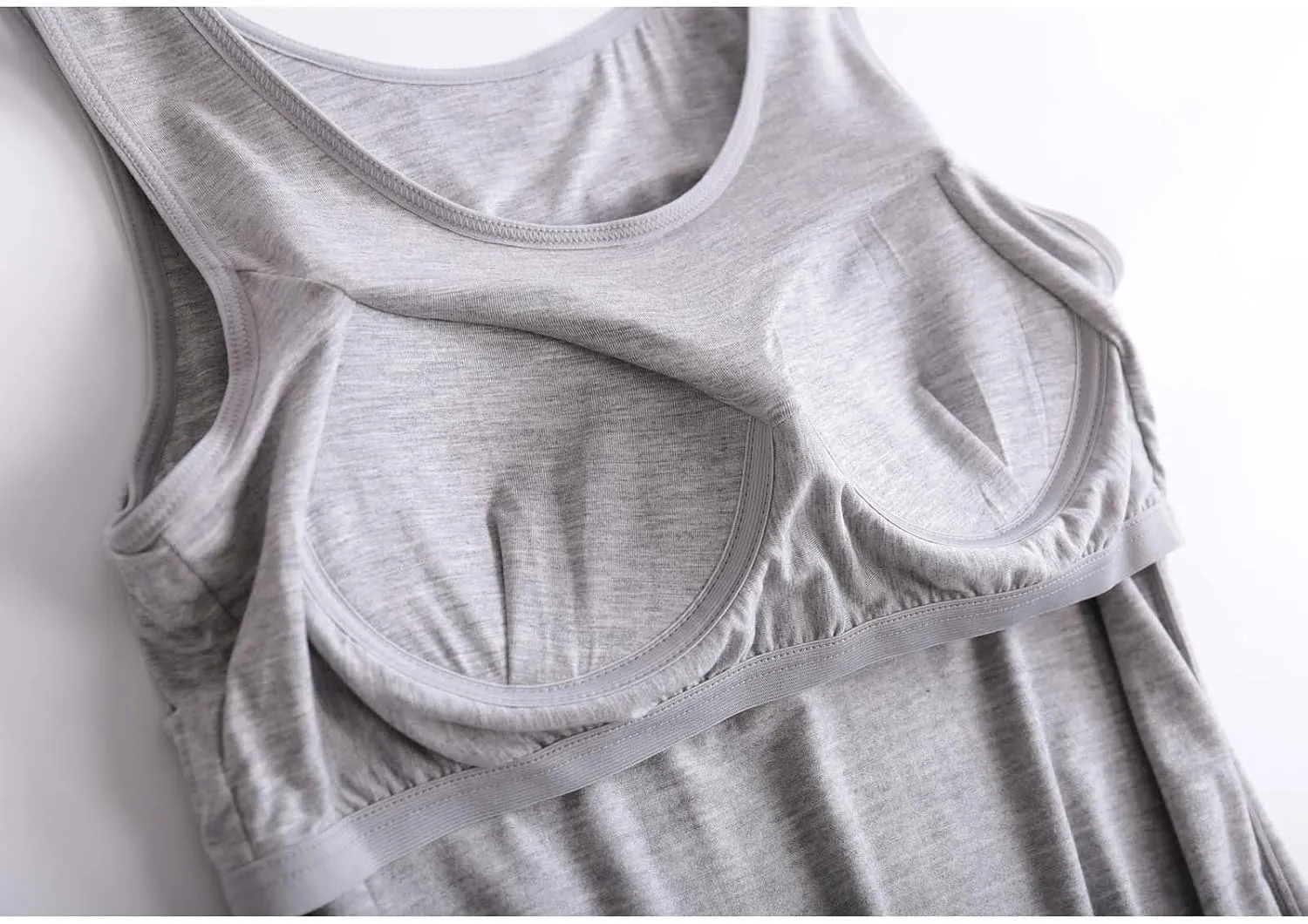 Women Plus Size Tank Tops with Built-in Bra Padded Sleeveless Crew Neck Soft Top Summer Athletic Yoga Camisole