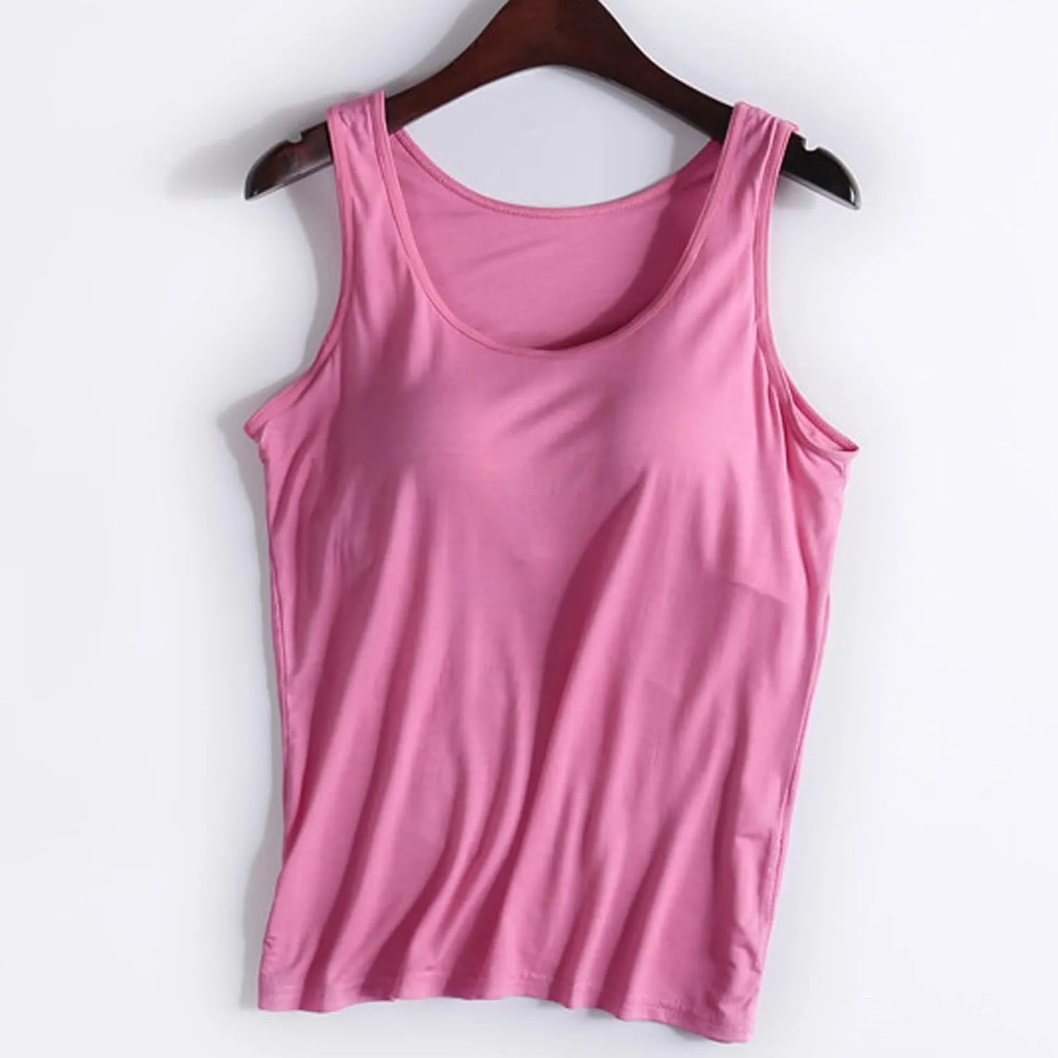 Women Plus Size Tank Tops with Built-in Bra Padded Sleeveless Crew Neck Soft Top Summer Athletic Yoga Camisole