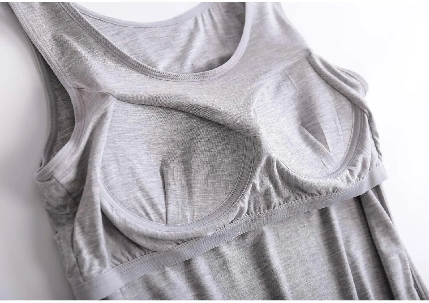 Women Plus Size Tank Tops with Built-in Bra Padded Sleeveless Crew Neck Soft Top Summer Athletic Yoga Camisole