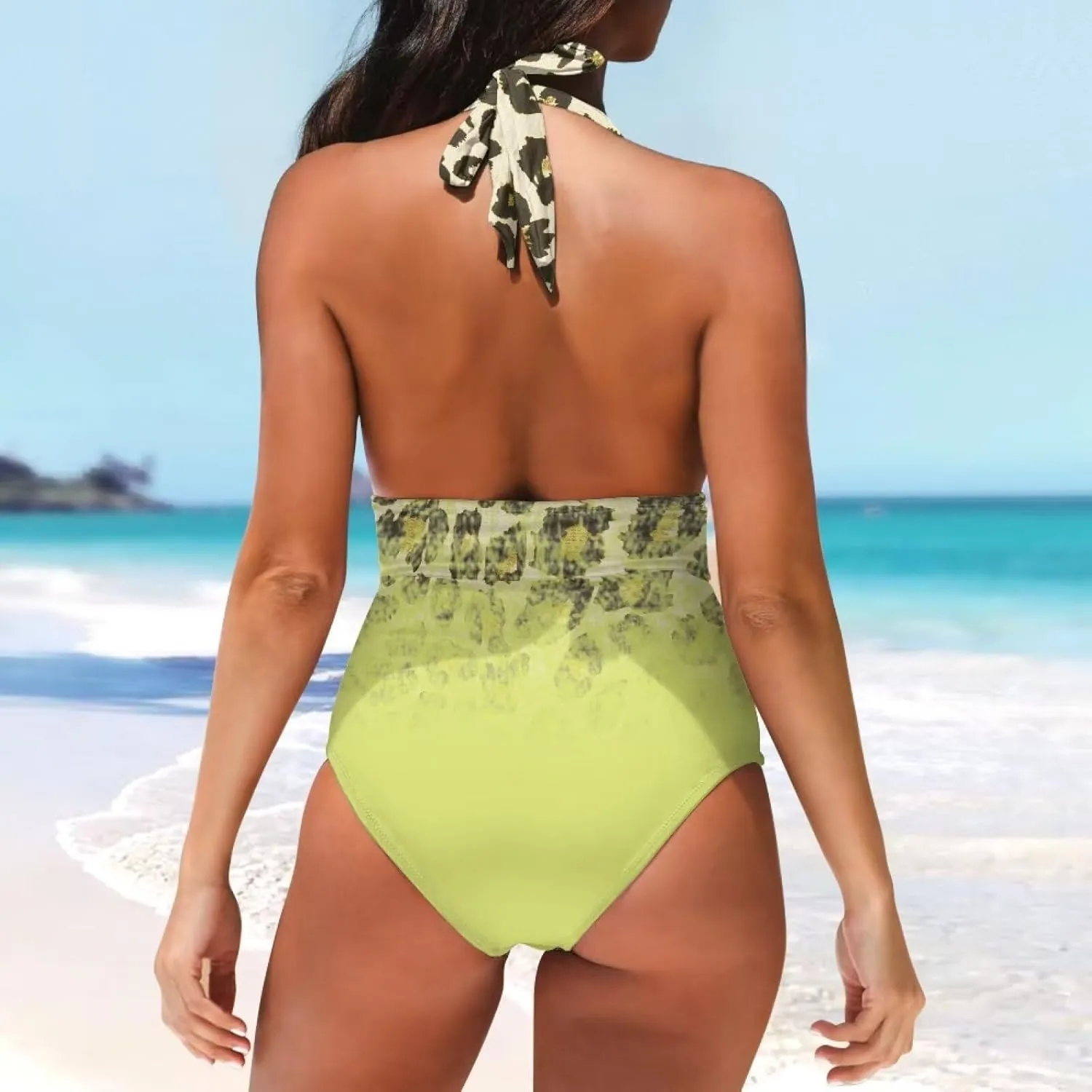 Women Sexy One Piece Swimsuit High Waisted Bathing Suit Cutout Racerback Swimwear Easy to Clean