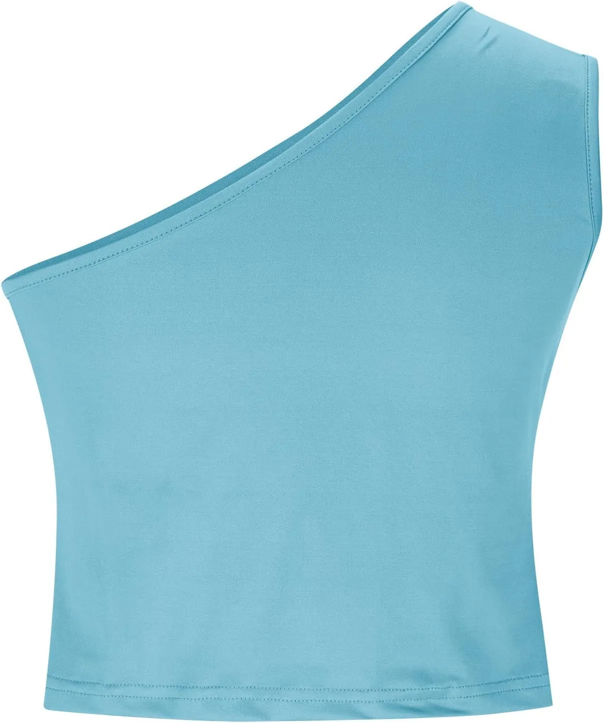 Women Summer Crop Tank Top Double Lined One Shoulder Athletic Tops Sleeveless Cute Going Out Cami Outfit
