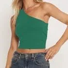 Women Summer Crop Tank Top Double Lined One Shoulder Athletic Tops Sleeveless Cute Going Out Cami Outfit
