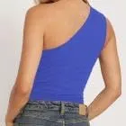 Women Summer Crop Tank Top Double Lined One Shoulder Athletic Tops Sleeveless Cute Going Out Cami Outfit
