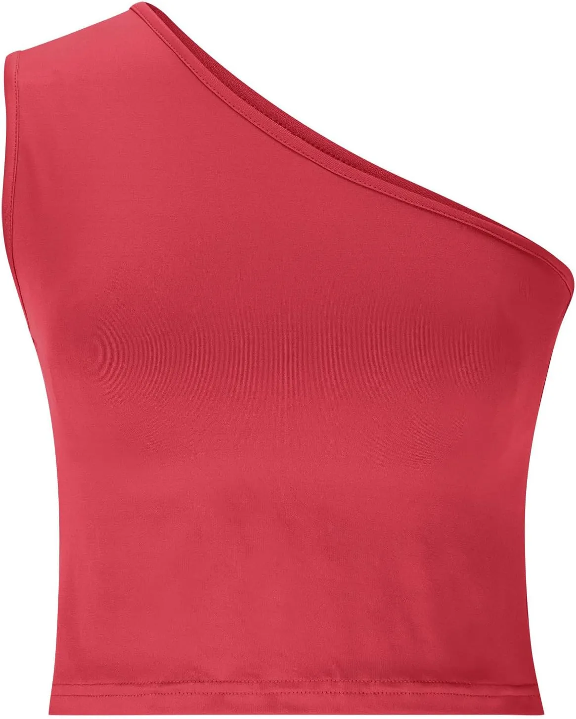 Women Summer Crop Tank Top Double Lined One Shoulder Athletic Tops Sleeveless Cute Going Out Cami Outfit
