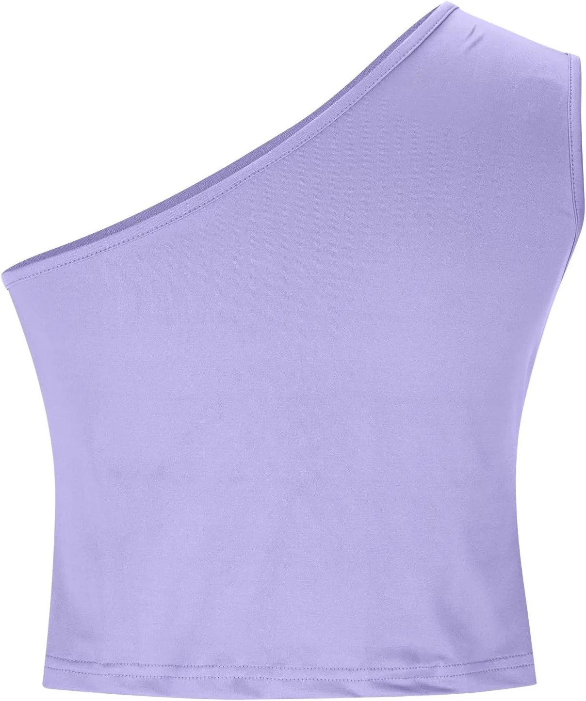 Women Summer Crop Tank Top Double Lined One Shoulder Athletic Tops Sleeveless Cute Going Out Cami Outfit