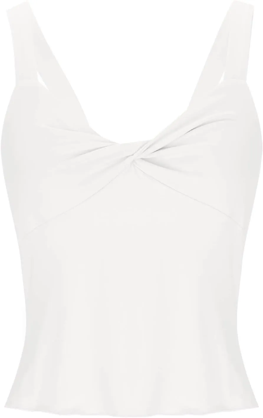 Women Summer Crop Tank Top V Neck Sleeveless Ruched Bowknot Cute Slimming Cami Tops Going Out Cruise Outfits