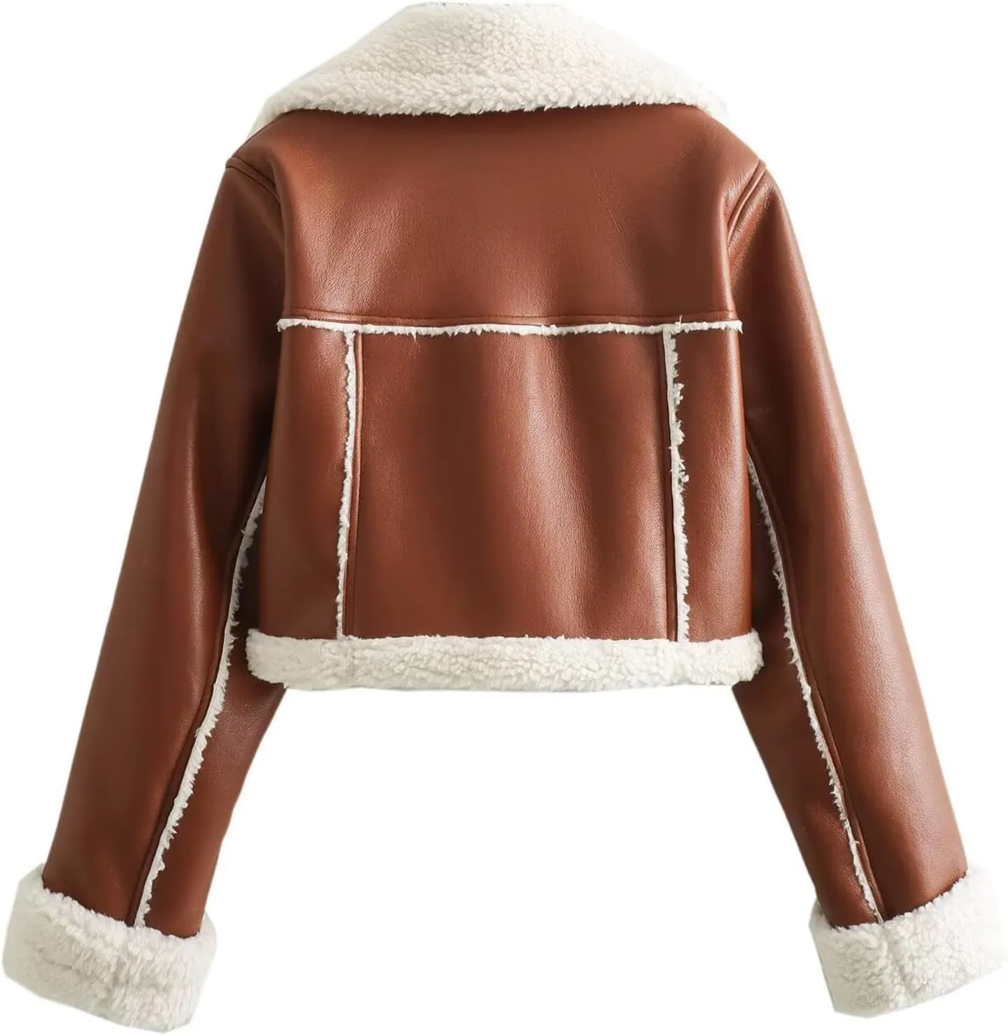 Women Winter Leather Jacket Thicken Fleece Lined Motorcycle Jacket Faux Fur Shearling Fluffy Coat Bomber Coats