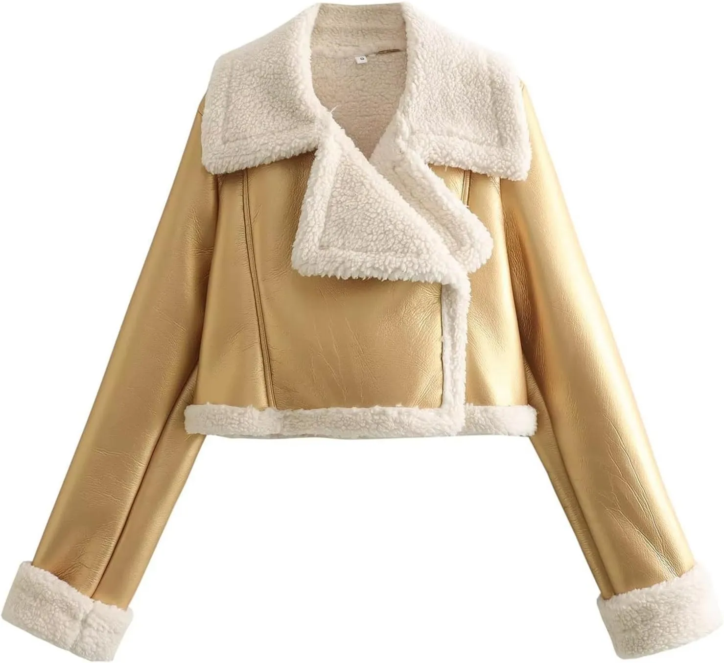 Women Winter Leather Jacket Thicken Fleece Lined Motorcycle Jacket Faux Fur Shearling Fluffy Coat Bomber Coats