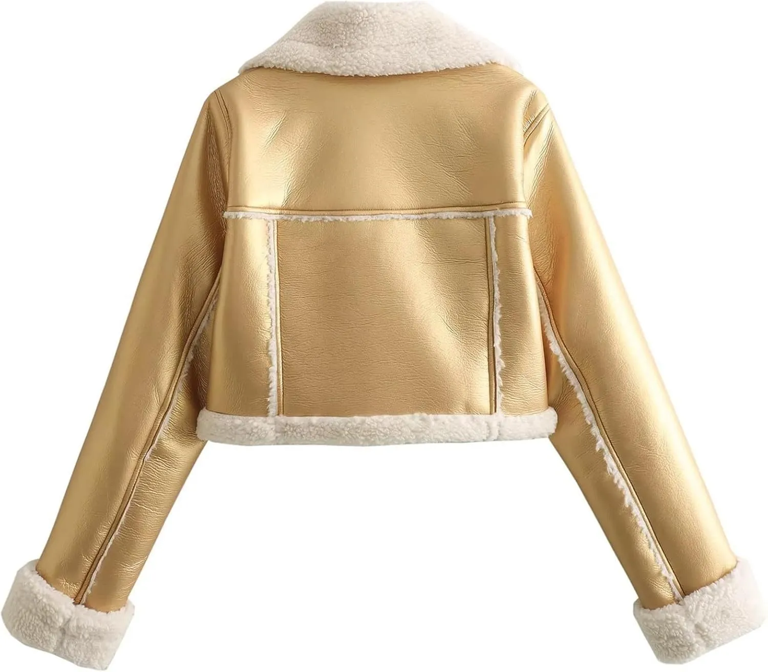 Women Winter Leather Jacket Thicken Fleece Lined Motorcycle Jacket Faux Fur Shearling Fluffy Coat Bomber Coats