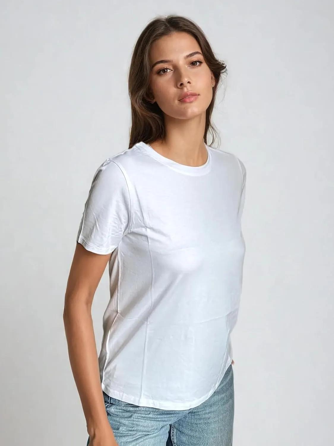Women's Basic T Shirt, Summer 2025 Cotton Crewneck Tees, Regular Fit, Short-Sleeve, Plain T-Shirts, Trendy Casual Tees Shirts