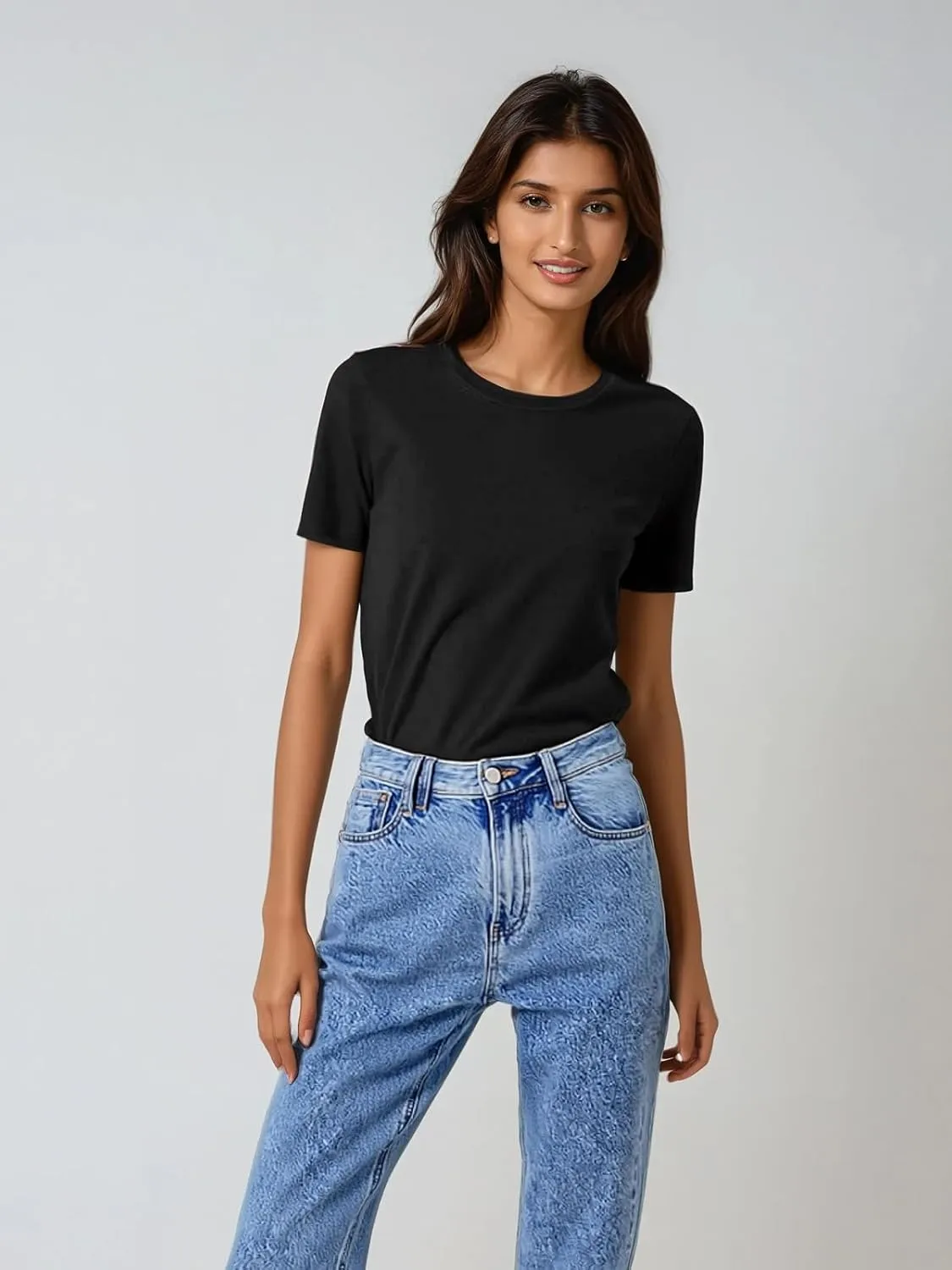 Women's Basic T Shirt, Summer 2025 Cotton Crewneck Tees, Regular Fit, Short-Sleeve, Plain T-Shirts, Trendy Casual Tees Shirts