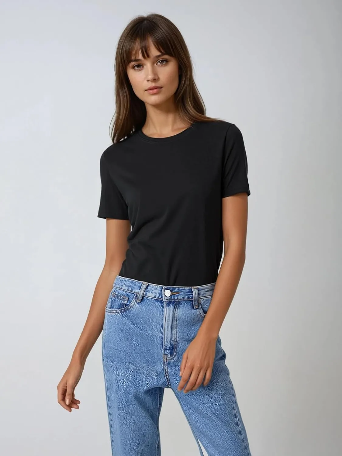 Women's Basic T Shirt, Summer 2025 Cotton Crewneck Tees, Regular Fit, Short-Sleeve, Plain T-Shirts, Trendy Casual Tees Shirts