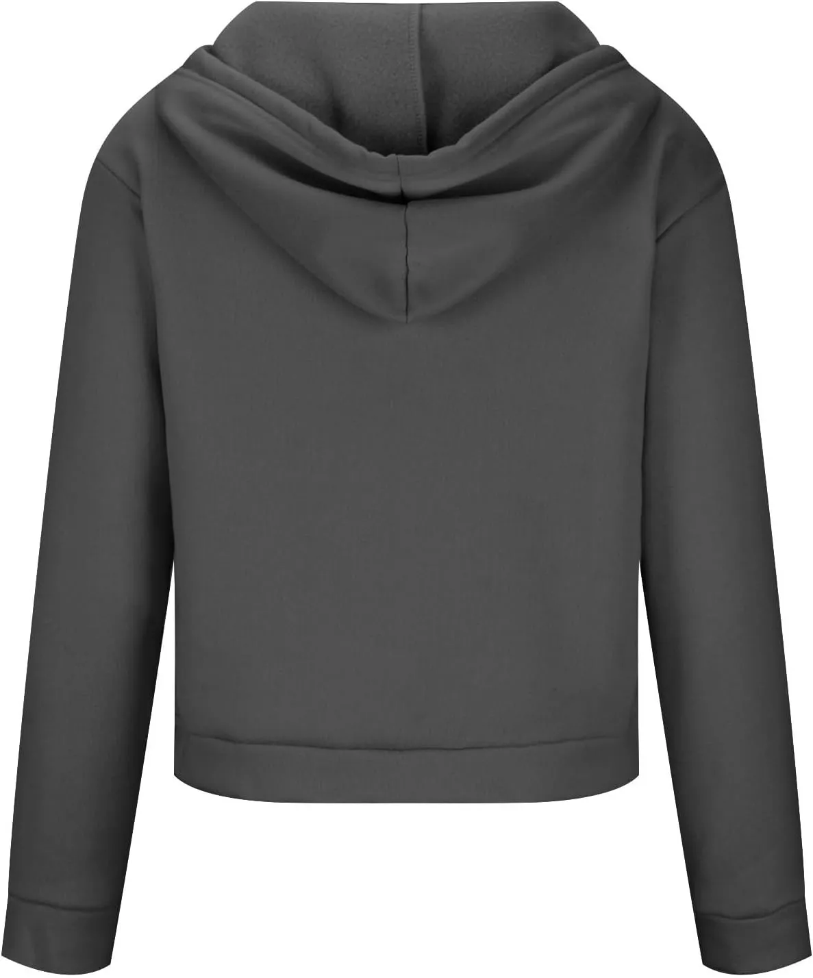 Women's Cropped Hoodie Long Sleeve Plain Lightweight Zip Up Hooded Sweatshirts Outwear Teens Tops with Pockets