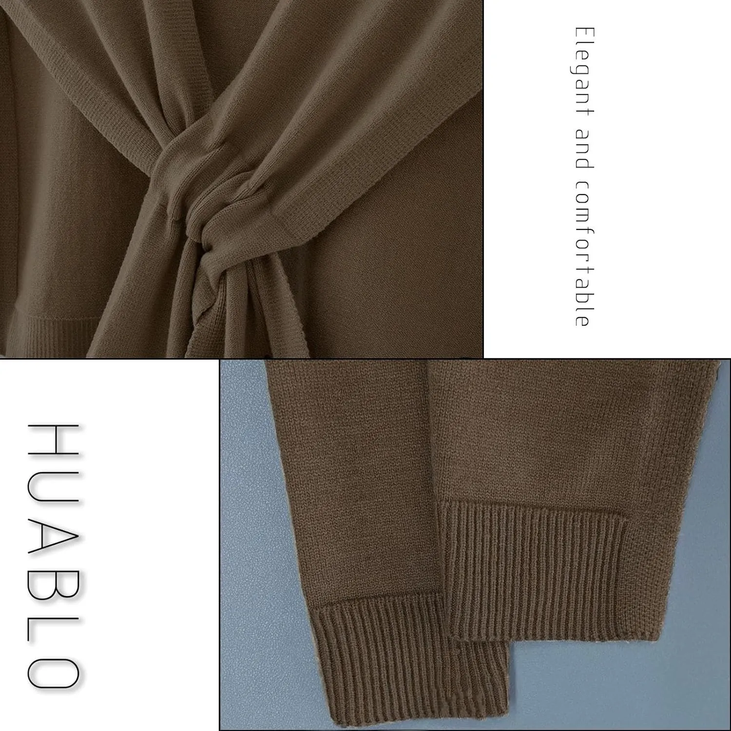 Women's Fashion Knitted Shawl - Khaki Sweater Shawl for Air-Conditioned Rooms