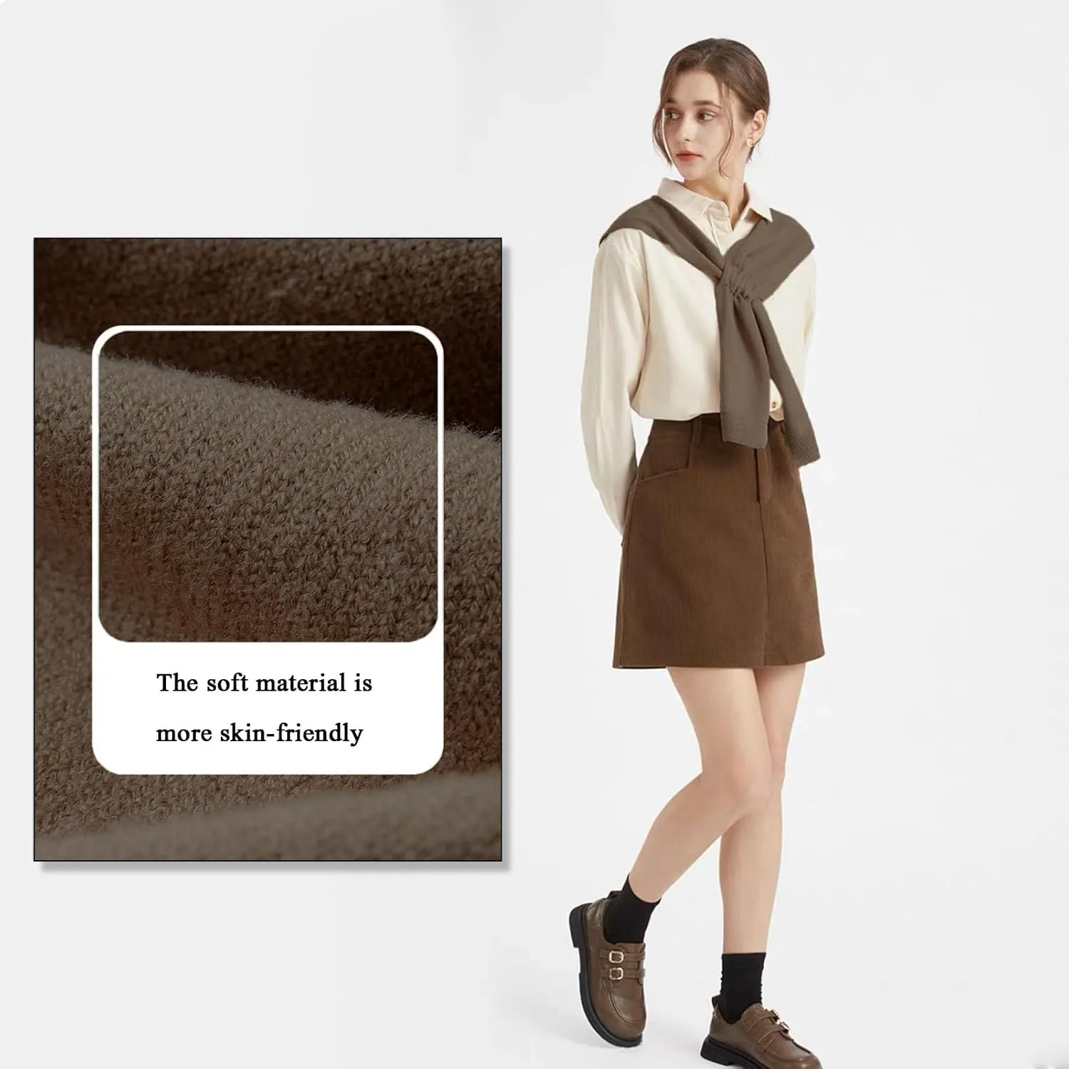 Women's Fashion Knitted Shawl - Khaki Sweater Shawl for Air-Conditioned Rooms
