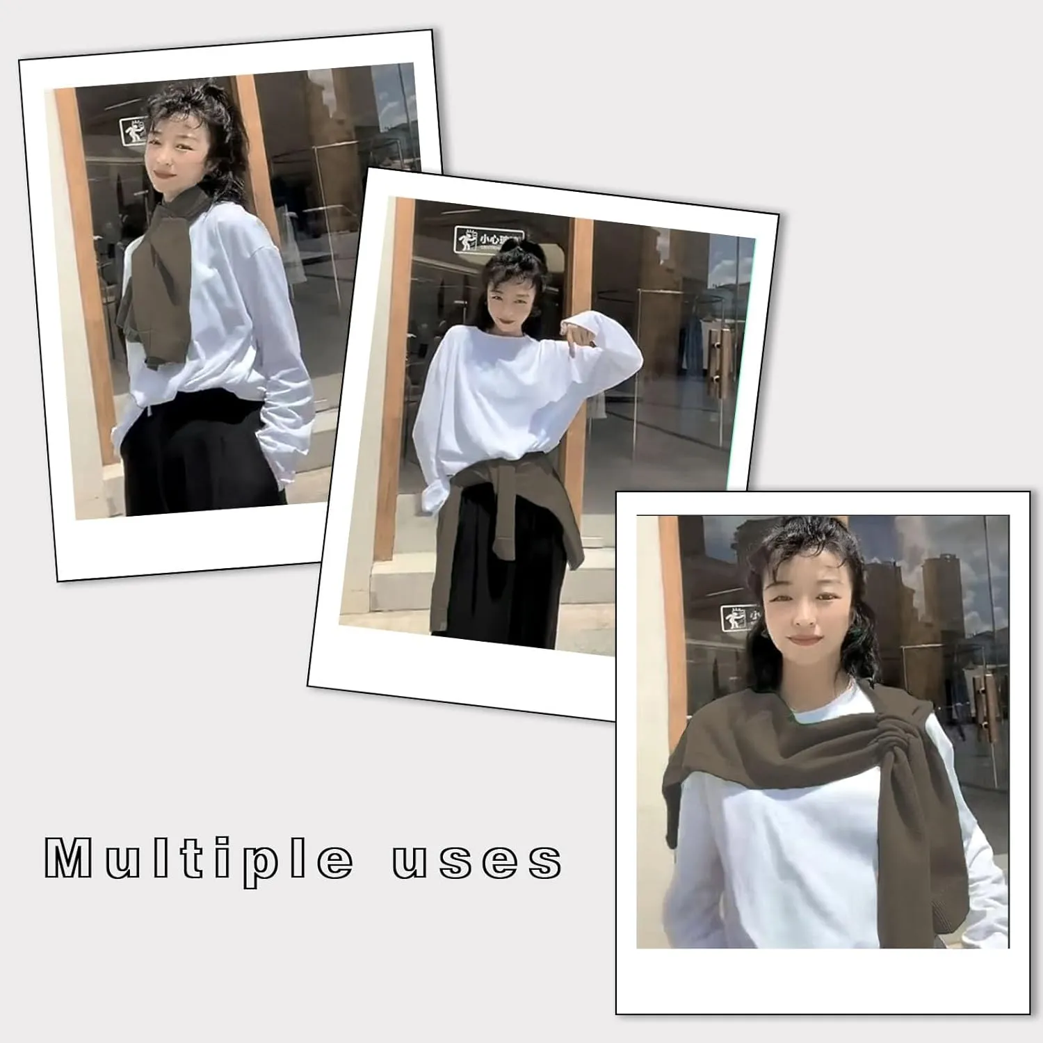 Women's Fashion Knitted Shawl - Khaki Sweater Shawl for Air-Conditioned Rooms