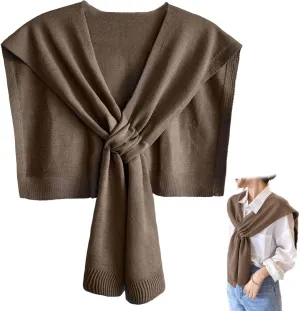 Women's Fashion Knitted Shawl - Khaki Sweater Shawl for Air-Conditioned Rooms