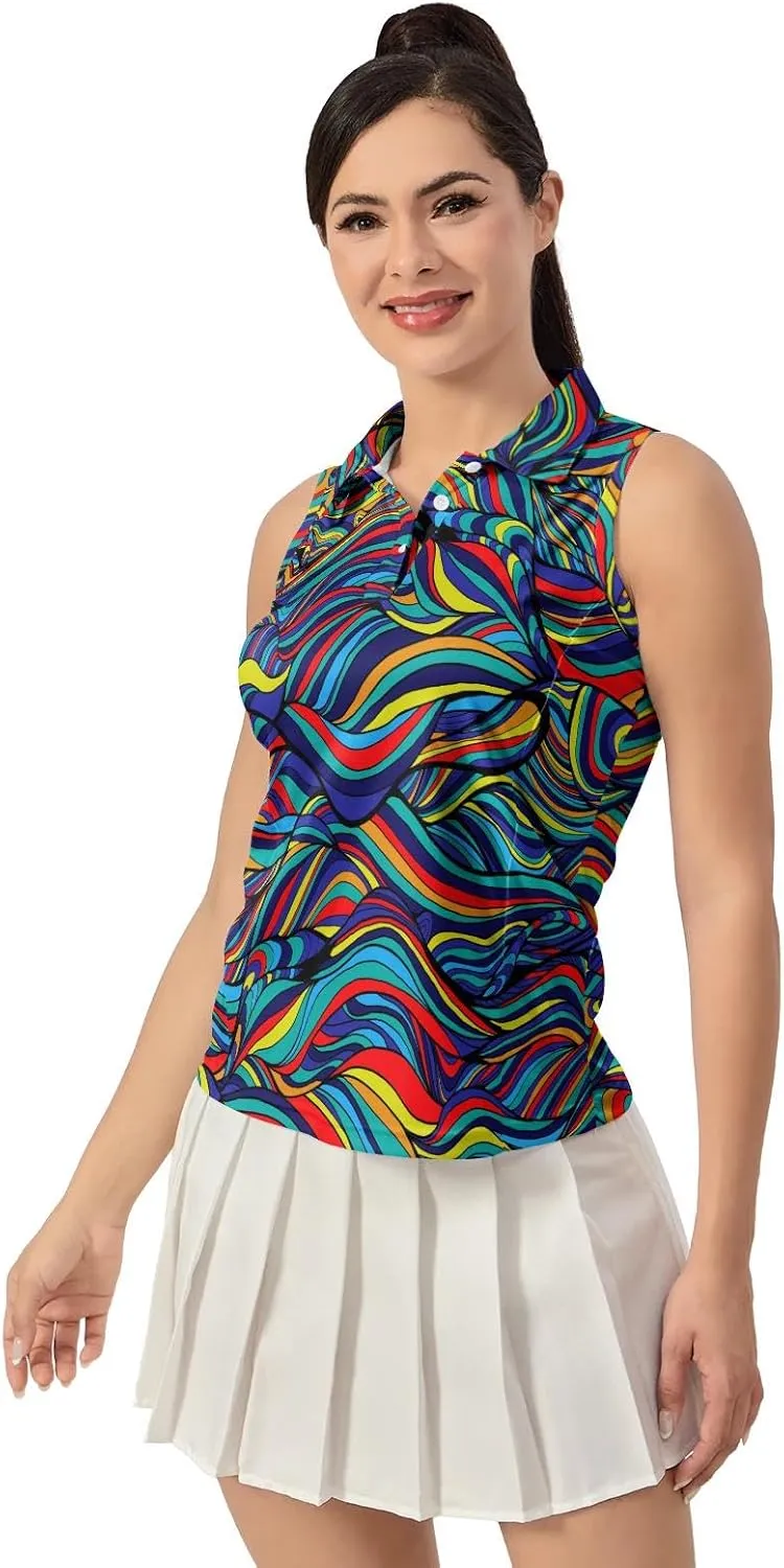 Women's Golf Shirts Sleeveless Polo Shirt Moisture Wicking Tennis Top Athletic Tanks Golf Outfit