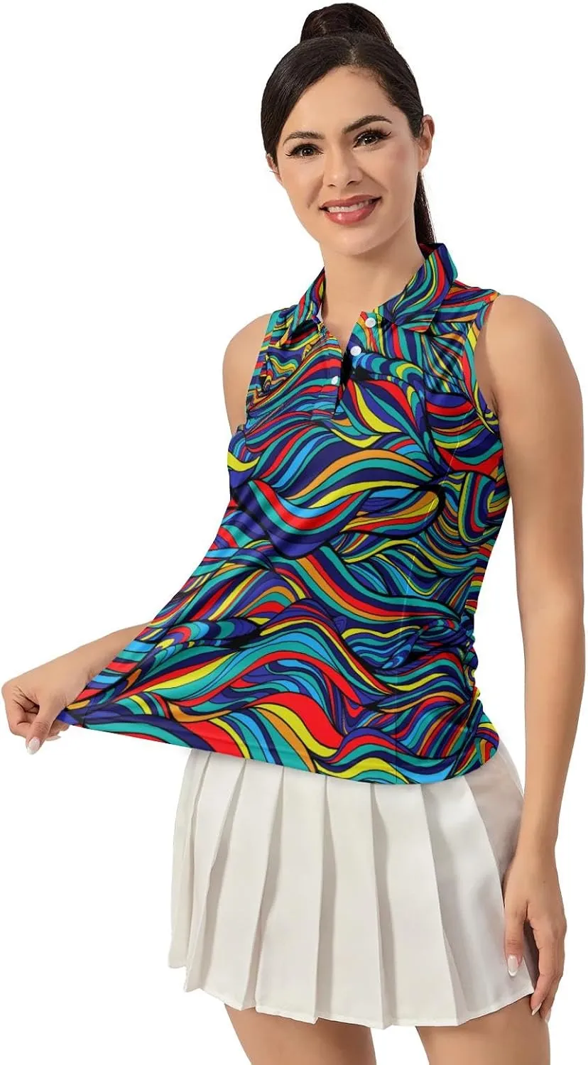 Women's Golf Shirts Sleeveless Polo Shirt Moisture Wicking Tennis Top Athletic Tanks Golf Outfit