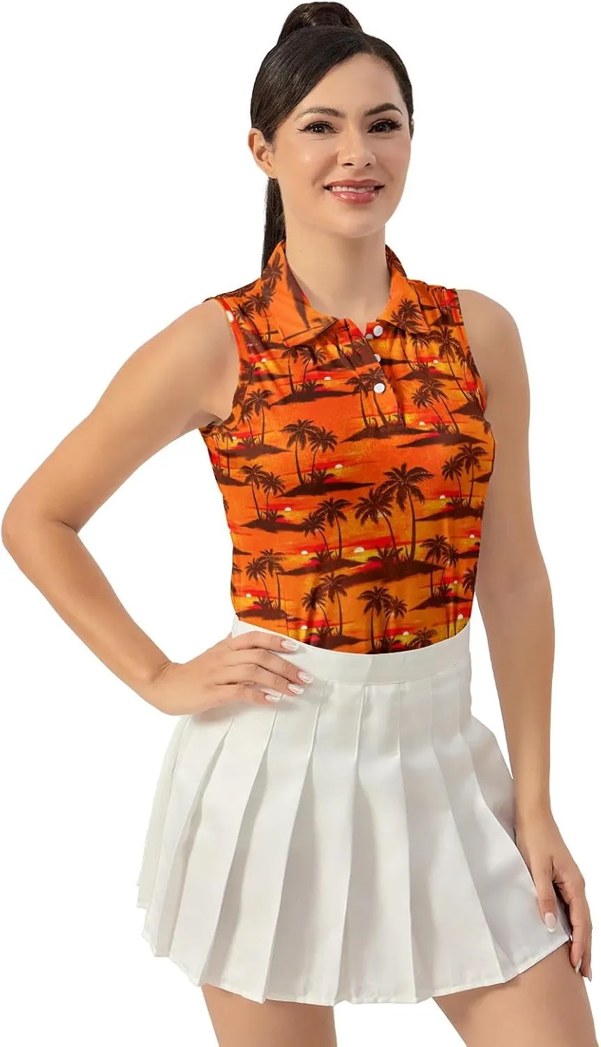 Women's Golf Shirts Sleeveless Polo Shirt Moisture Wicking Tennis Top Athletic Tanks Golf Outfit