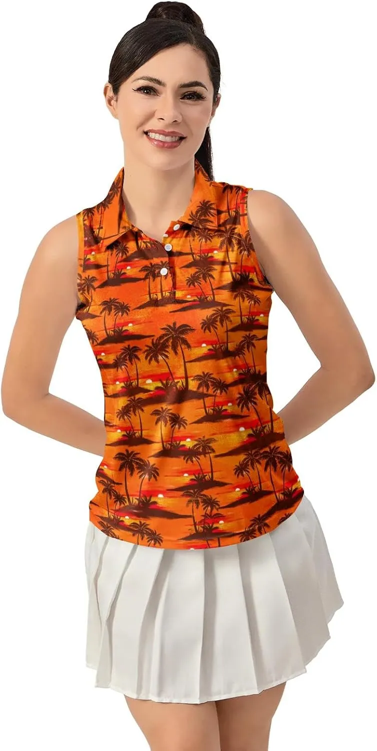 Women's Golf Shirts Sleeveless Polo Shirt Moisture Wicking Tennis Top Athletic Tanks Golf Outfit