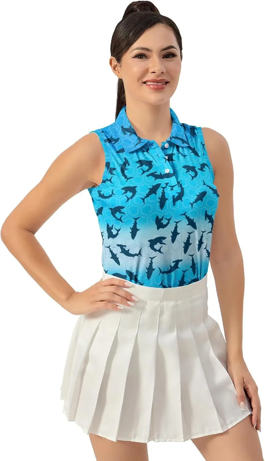 Women's Golf Shirts Sleeveless Polo Shirt Moisture Wicking Tennis Top Athletic Tanks Golf Outfit