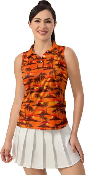 Women's Golf Shirts Sleeveless Polo Shirt Moisture Wicking Tennis Top Athletic Tanks Golf Outfit