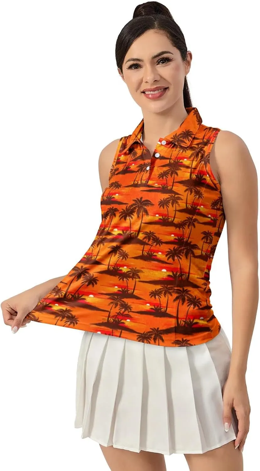 Women's Golf Shirts Sleeveless Polo Shirt Moisture Wicking Tennis Top Athletic Tanks Golf Outfit