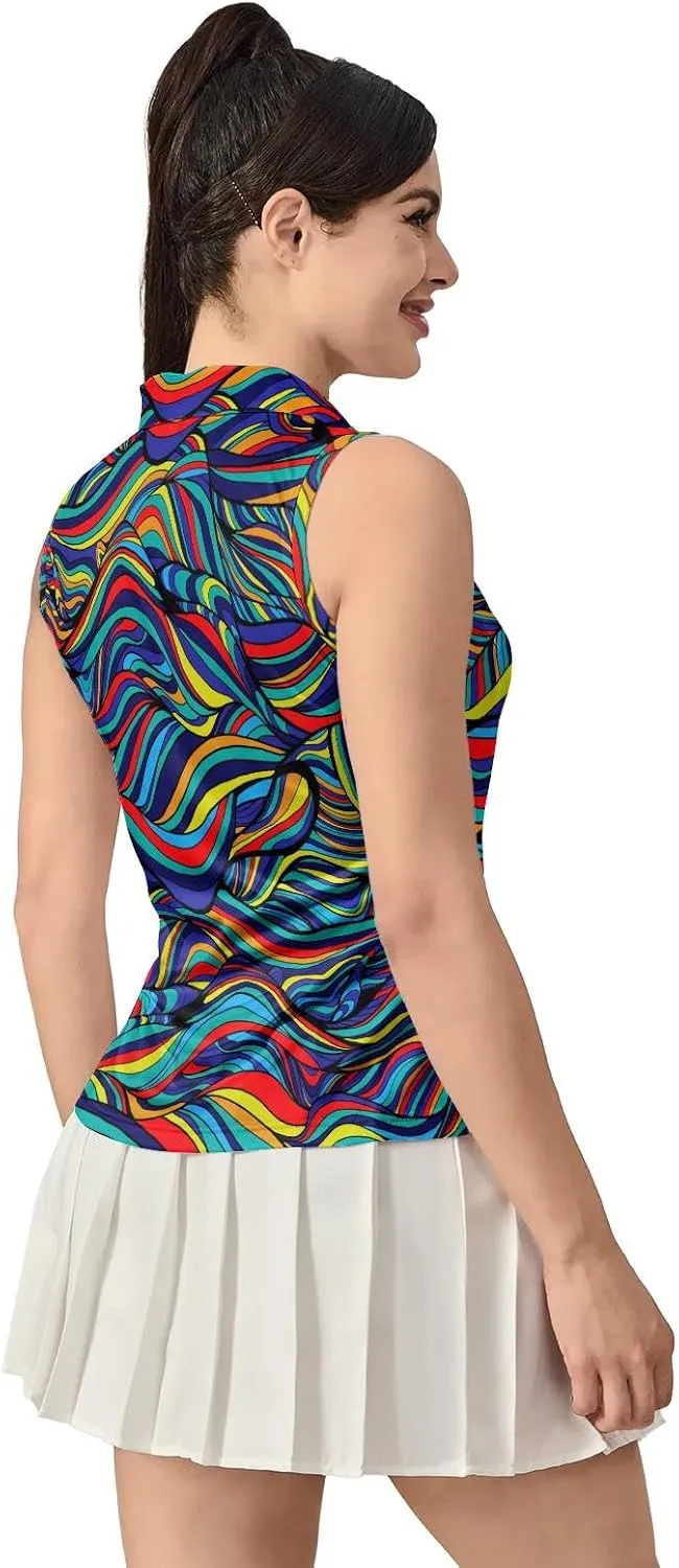 Women's Golf Shirts Sleeveless Polo Shirt Moisture Wicking Tennis Top Athletic Tanks Golf Outfit