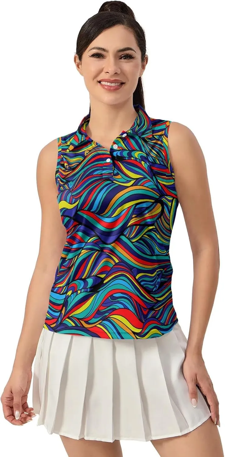 Women's Golf Shirts Sleeveless Polo Shirt Moisture Wicking Tennis Top Athletic Tanks Golf Outfit