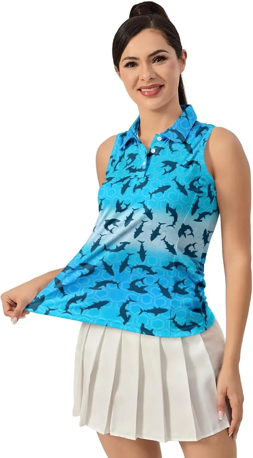 Women's Golf Shirts Sleeveless Polo Shirt Moisture Wicking Tennis Top Athletic Tanks Golf Outfit