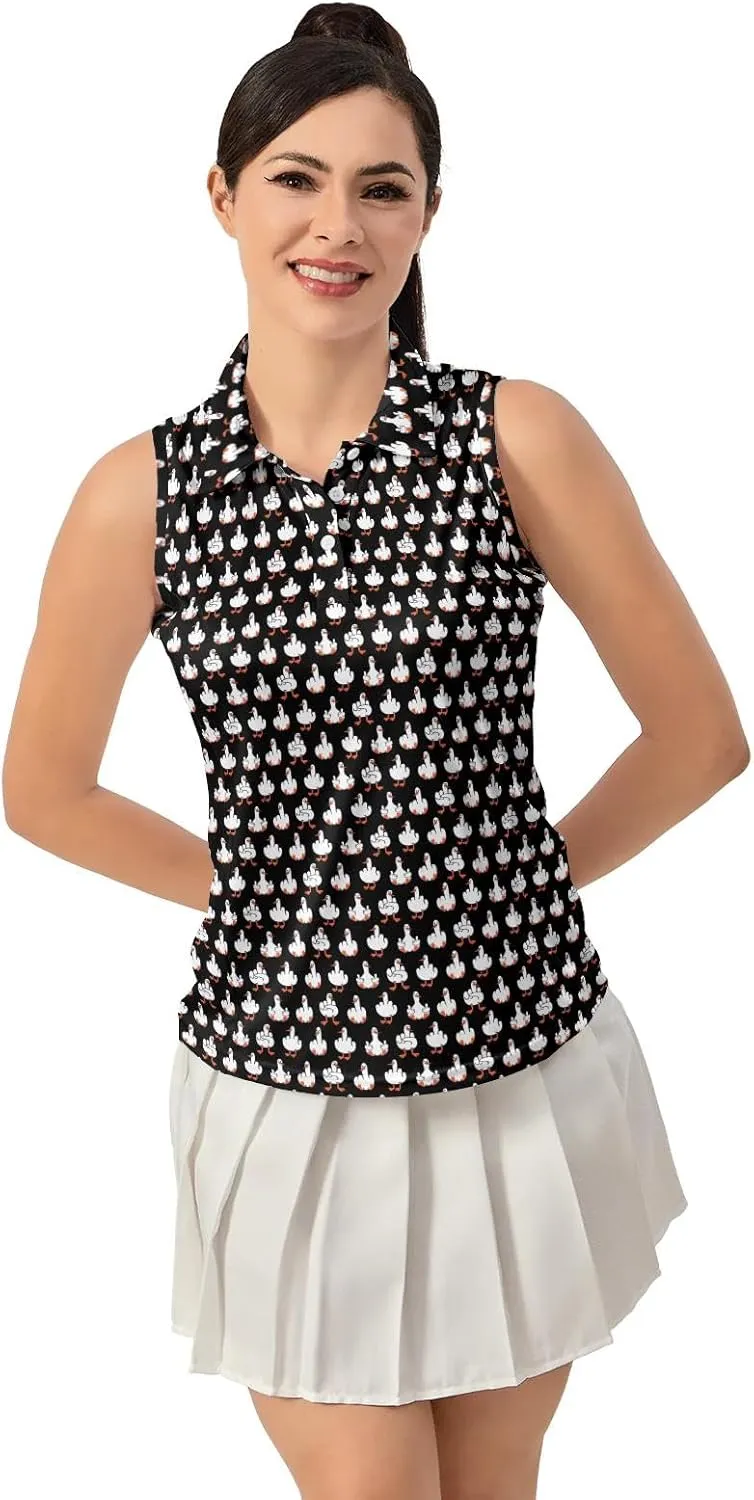 Women's Golf Shirts Sleeveless Polo Shirt Moisture Wicking Tennis Top Athletic Tanks Golf Outfit