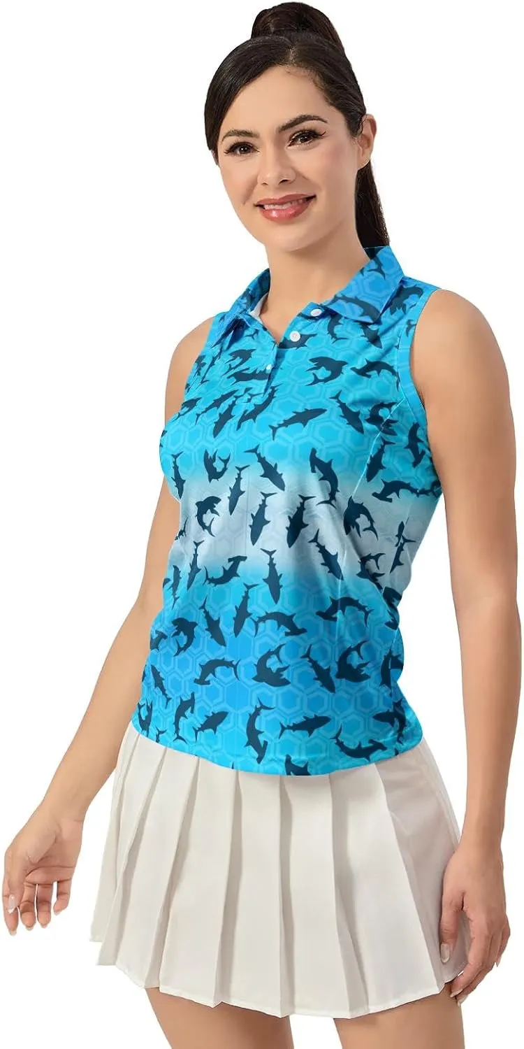Women's Golf Shirts Sleeveless Polo Shirt Moisture Wicking Tennis Top Athletic Tanks Golf Outfit