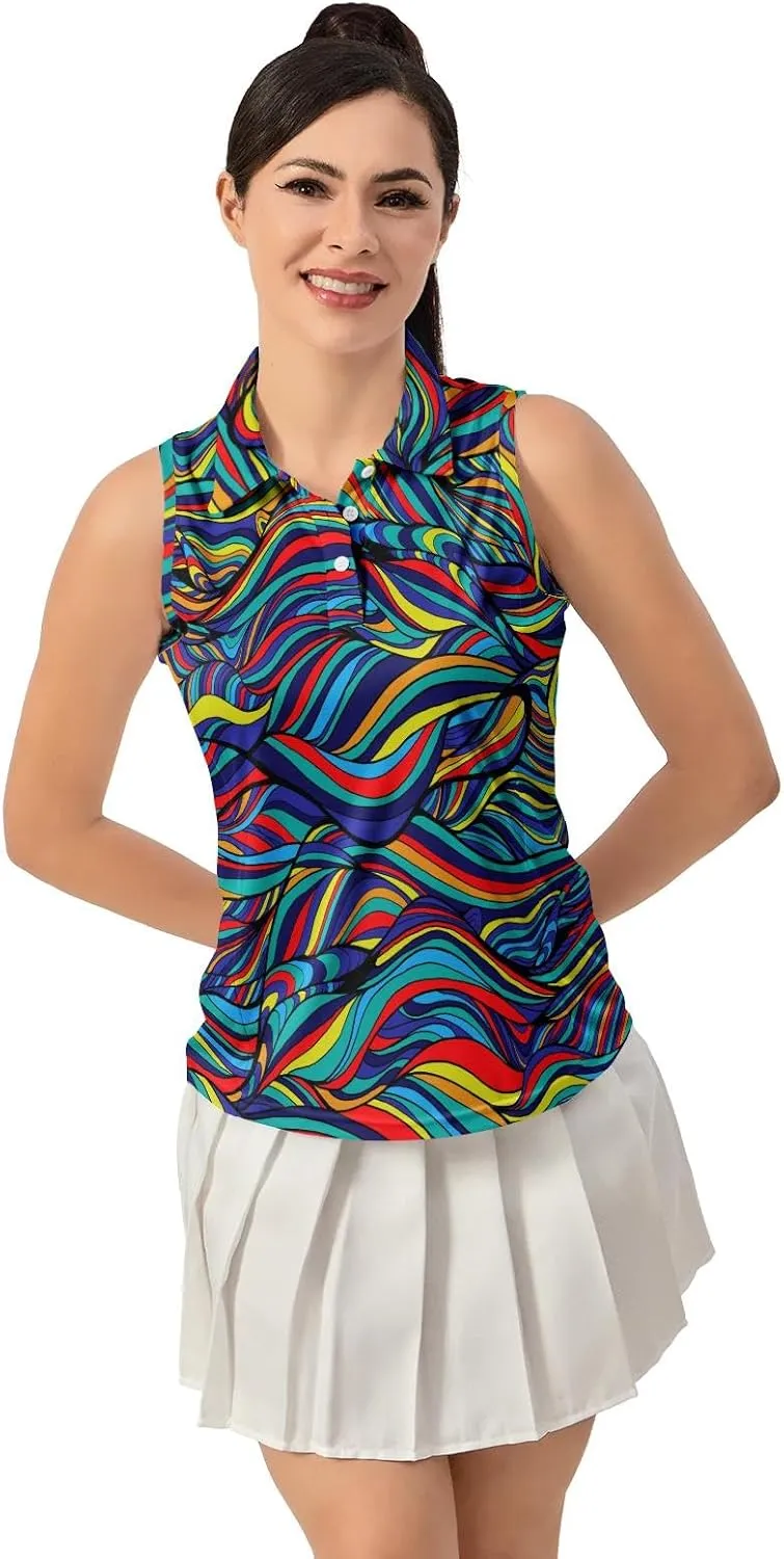 Women's Golf Shirts Sleeveless Polo Shirt Moisture Wicking Tennis Top Athletic Tanks Golf Outfit