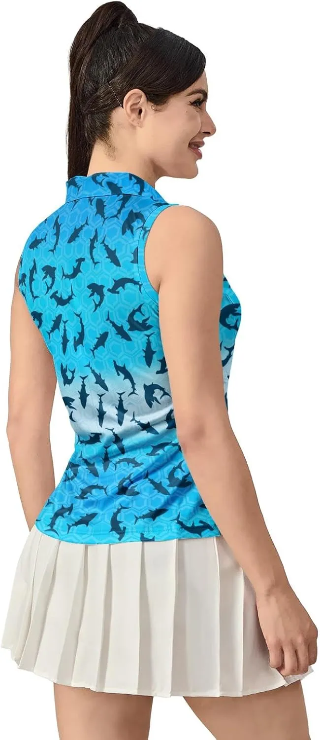 Women's Golf Shirts Sleeveless Polo Shirt Moisture Wicking Tennis Top Athletic Tanks Golf Outfit