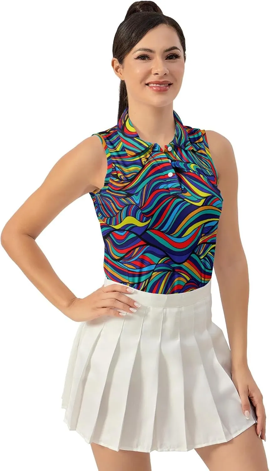 Women's Golf Shirts Sleeveless Polo Shirt Moisture Wicking Tennis Top Athletic Tanks Golf Outfit