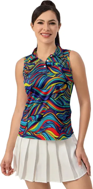 Women's Golf Shirts Sleeveless Polo Shirt Moisture Wicking Tennis Top Athletic Tanks Golf Outfit