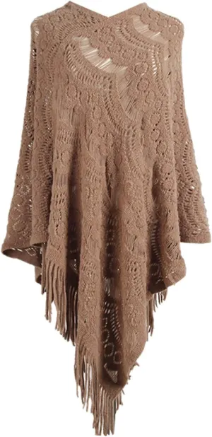 Womens Large Cross Front Poncho Sweater Wrap Oversized Scarves Knitted Elegant Shawls Cape Cardigan for Fall Winter