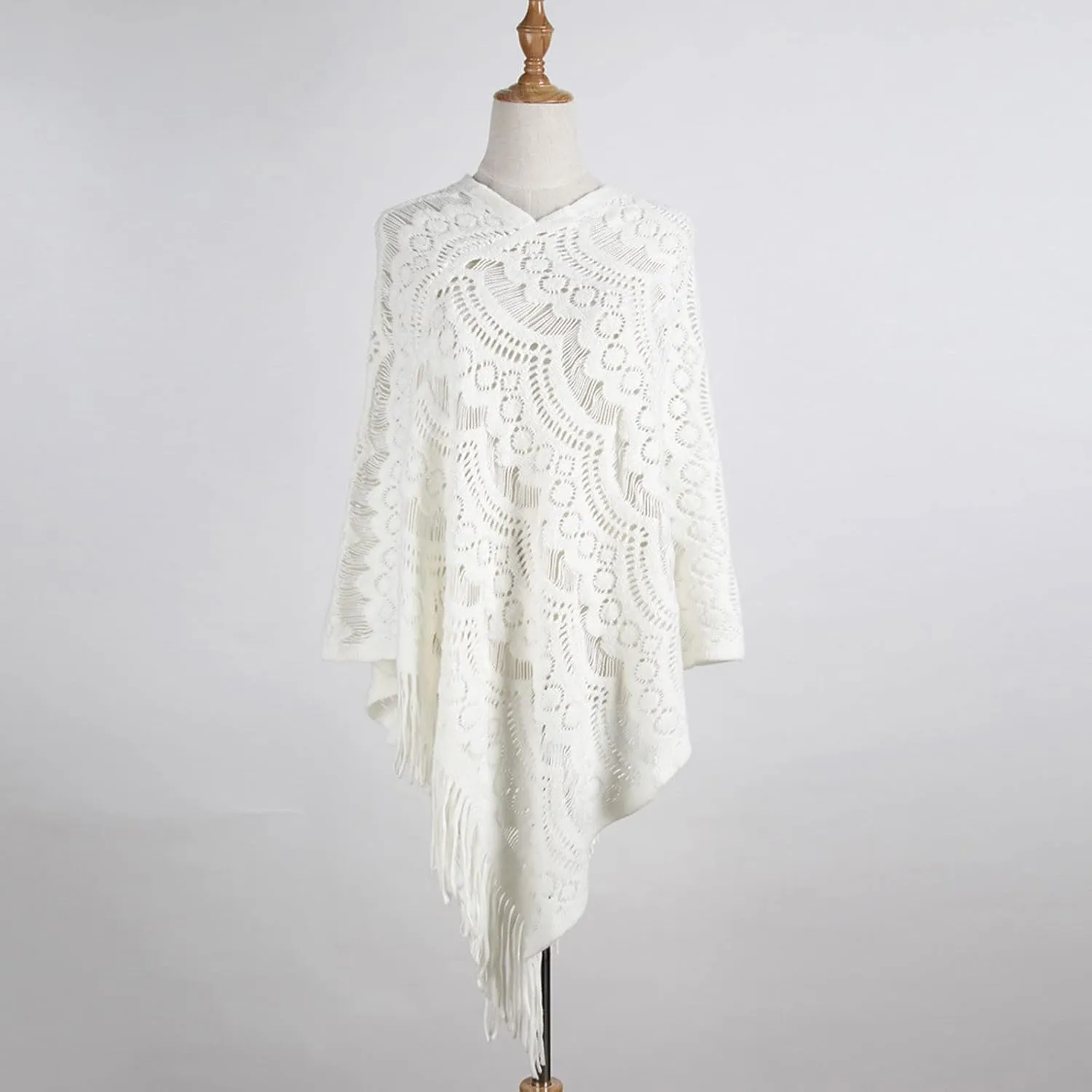 Womens Large Cross Front Poncho Sweater Wrap Oversized Scarves Knitted Elegant Shawls Cape Cardigan for Fall Winter