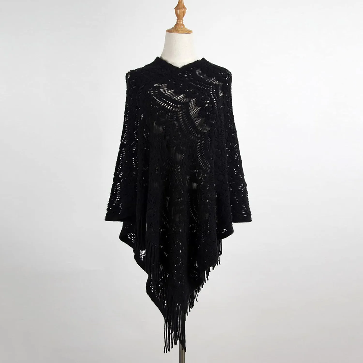 Womens Large Cross Front Poncho Sweater Wrap Oversized Scarves Knitted Elegant Shawls Cape Cardigan for Fall Winter