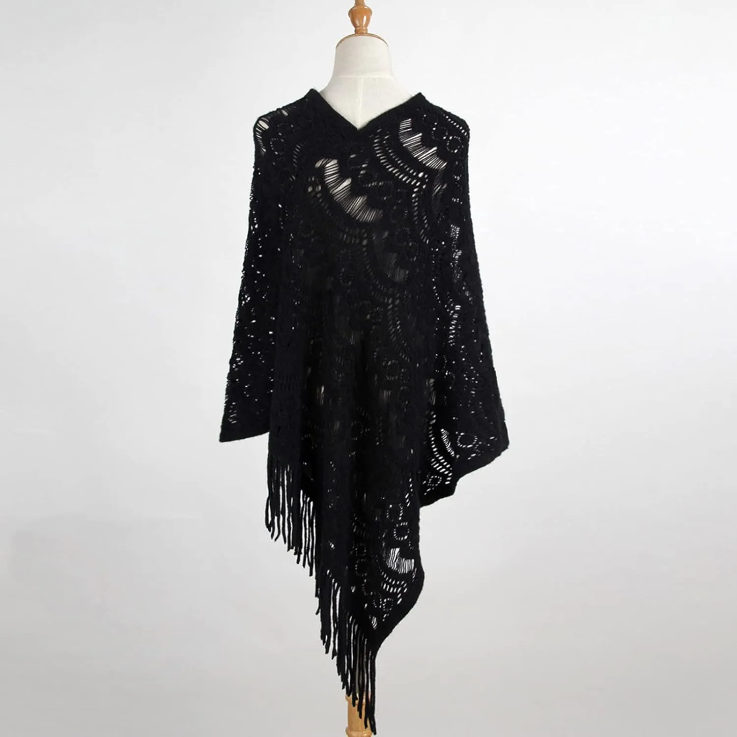 Womens Large Cross Front Poncho Sweater Wrap Oversized Scarves Knitted Elegant Shawls Cape Cardigan for Fall Winter