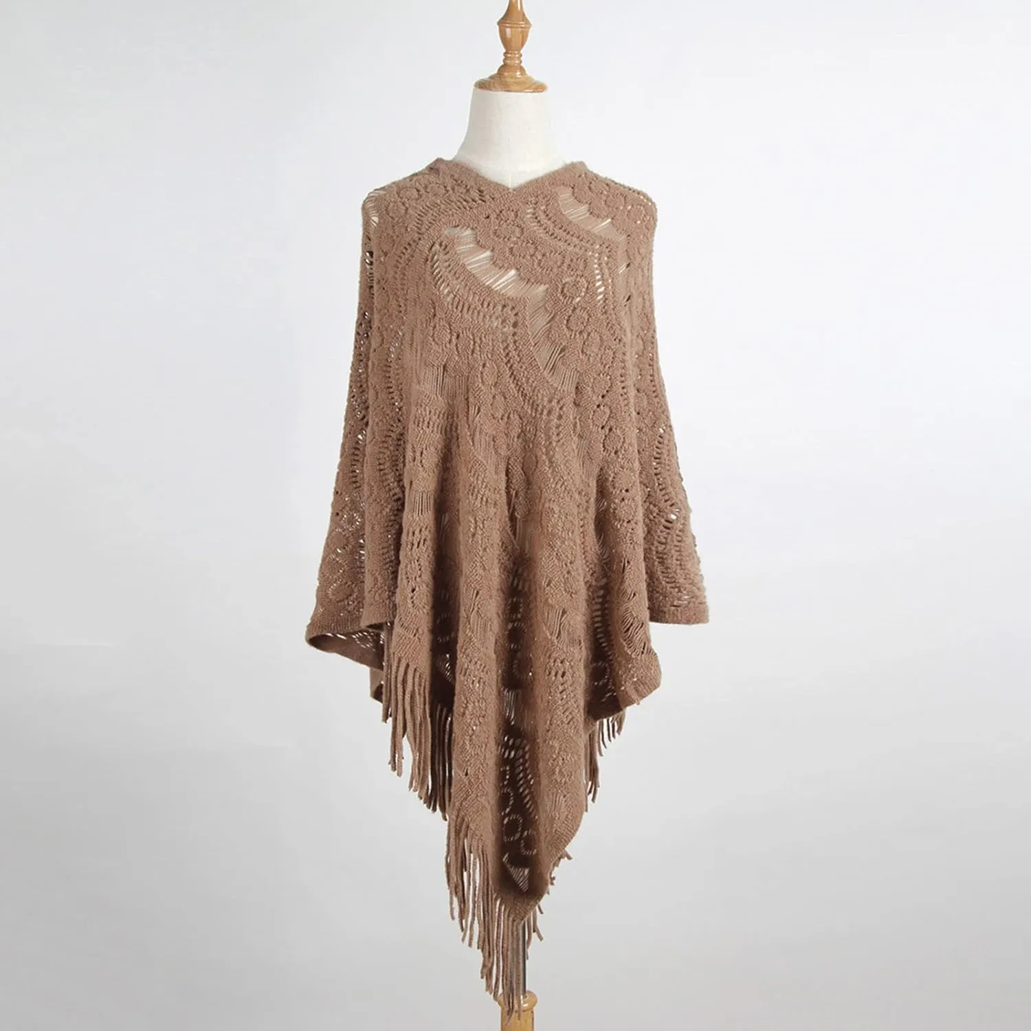 Womens Large Cross Front Poncho Sweater Wrap Oversized Scarves Knitted Elegant Shawls Cape Cardigan for Fall Winter