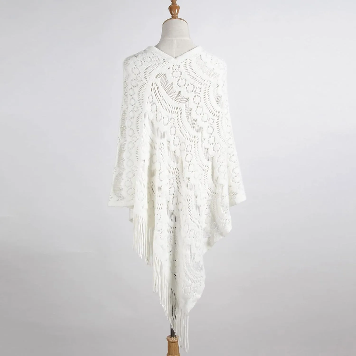 Womens Large Cross Front Poncho Sweater Wrap Oversized Scarves Knitted Elegant Shawls Cape Cardigan for Fall Winter