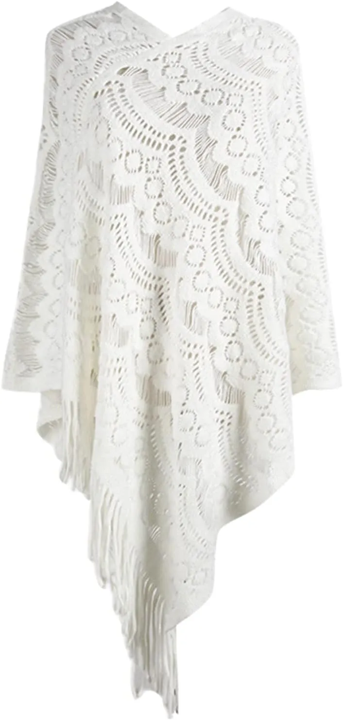 Womens Large Cross Front Poncho Sweater Wrap Oversized Scarves Knitted Elegant Shawls Cape Cardigan for Fall Winter
