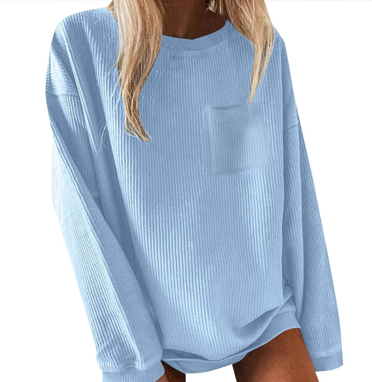 Womens Oversized Sweatshirts Casual Crewneck Long Sleeve Tops No Hood Plain Pullovers Fall Winter Clothes