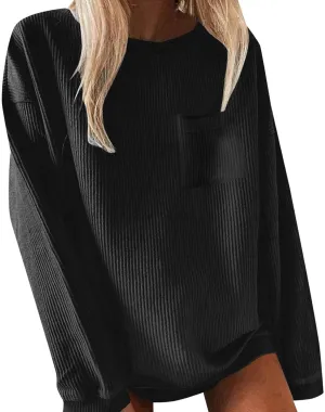 Womens Oversized Sweatshirts Casual Crewneck Long Sleeve Tops No Hood Plain Pullovers Fall Winter Clothes