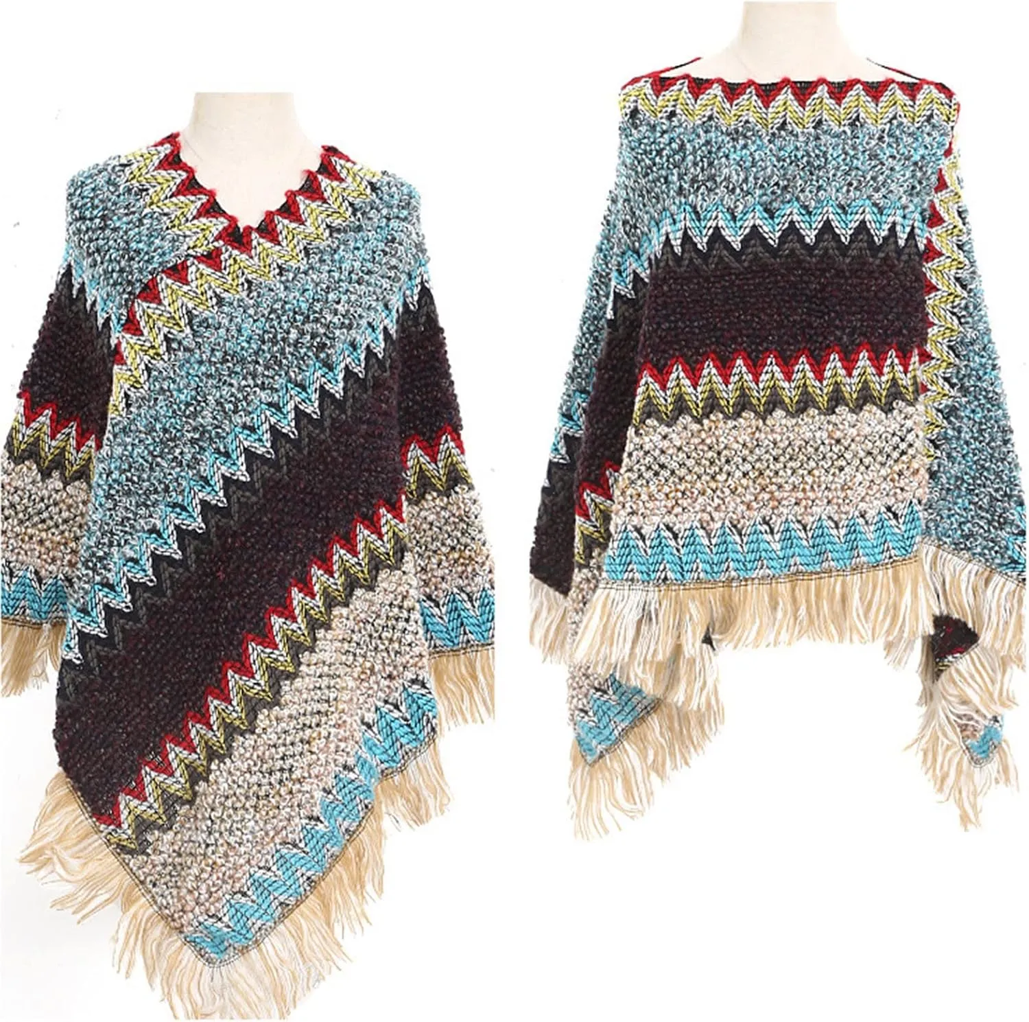 Women's Printed Shawl Wrap Oversized Cardigan Sweater Coat Fashionable Open Front Poncho Cape, Gift for Women