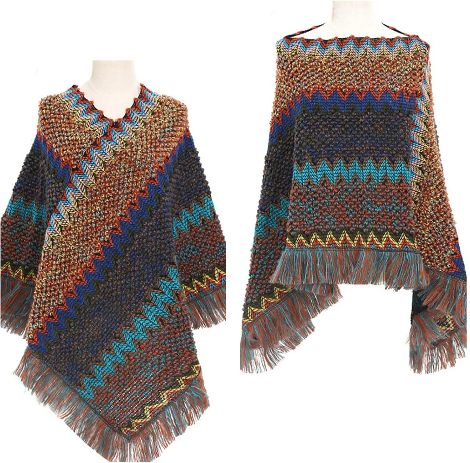Women's Printed Shawl Wrap Oversized Cardigan Sweater Coat Fashionable Open Front Poncho Cape, Gift for Women