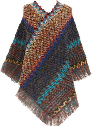 Women's Printed Shawl Wrap Oversized Cardigan Sweater Coat Fashionable Open Front Poncho Cape, Gift for Women