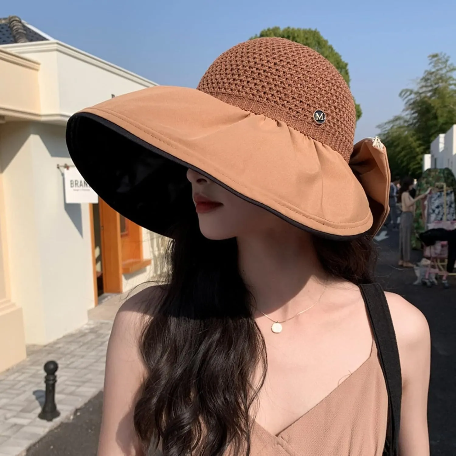 Women's Solid Colors Bucket Hat Wide Brim Mesh Breathable Sun Hats Beach Vacation Travel Visor Hat